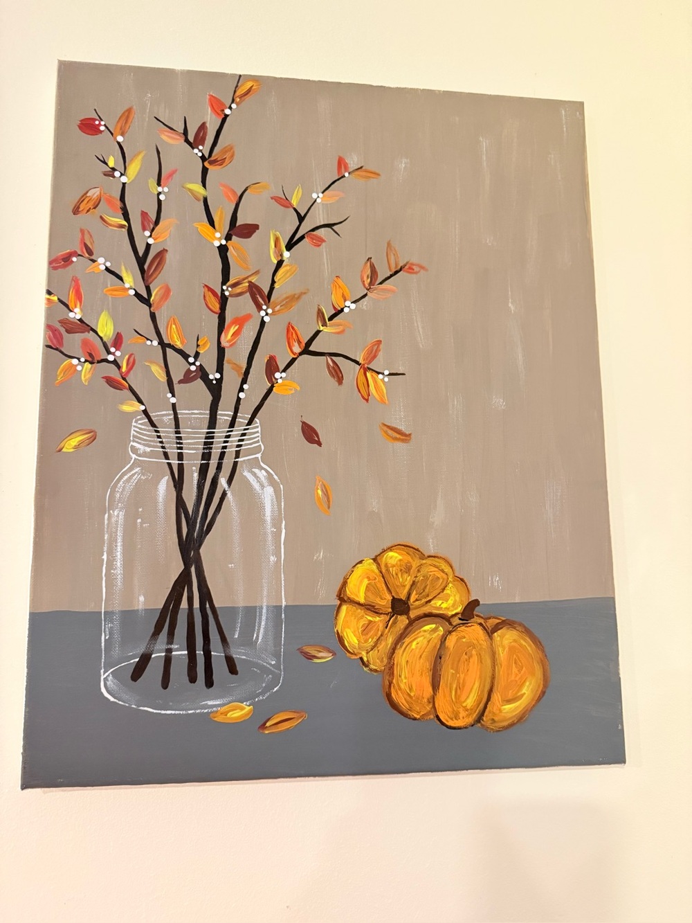 Autumn Pumpkin & Mason Jar Wall Art - Orange